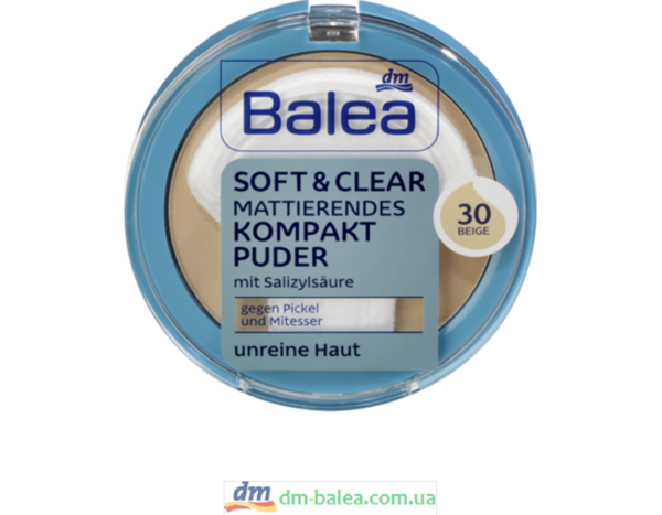 компактна антибактеріальна пудра Balea Soft Clear Mattierendes Kompakt Puder 30 Beige