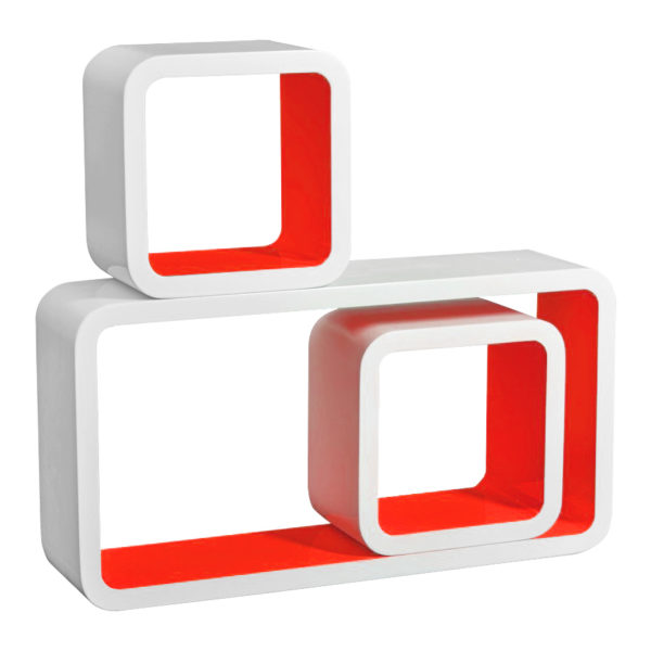 Набір з 3 настінних полиць RG9229 (Білий з червоним)Набір з 3 настінних полиць RG9229 (Білий з червоним)