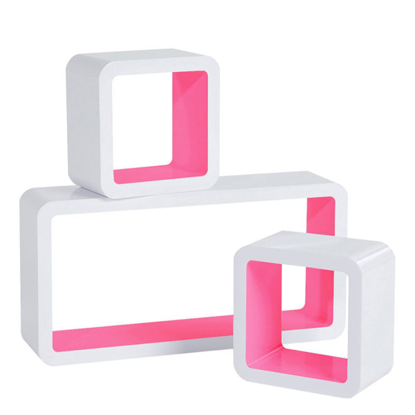 Набір з 3 настінних полиць RG9229 (Білий з рожевим)Набір з 3 настінних полиць RG9229 (Білий з рожевим)