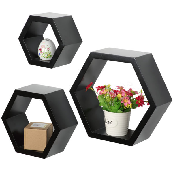 Полиця настінна шестикутна RG9244 (Чорний)Полиця настінна шестикутна RG9244 (Чорний)