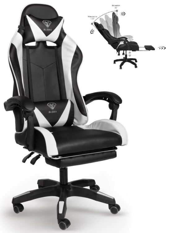 Геймерське крісло ігрове з підставкою для ніг, до 120кг навантаження, з 4D підлокітниками