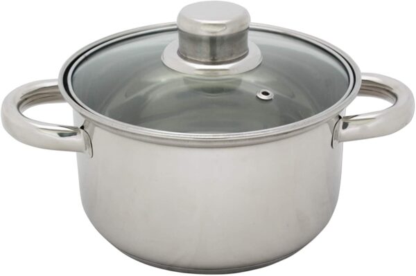 Каструля з нержавіючої сталі зі скляною кришкою 1л 14 см