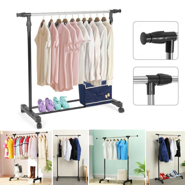 Підлогова телескопічна вішалка Стійка для одягу на коліщатках